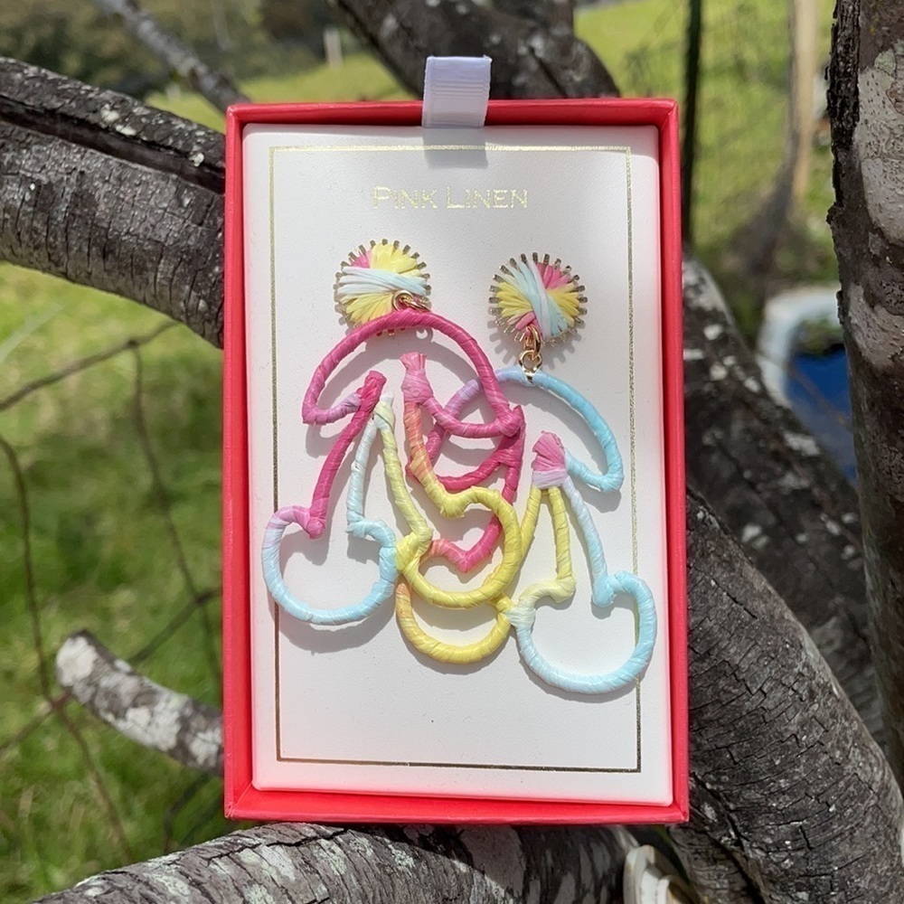 SWEET Cherry Tie Dye Drop Pastel Earrings NIB